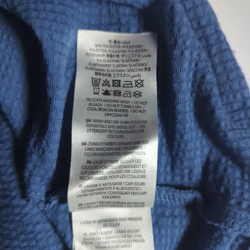 Boden Blue Puff Sleeve Textured Cotton Top US 12 Romantic Cottagecore